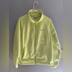 Columbia Benton Springs Full Zip Fleece Jacket Womens SZ XL Yellow Pockets Fall